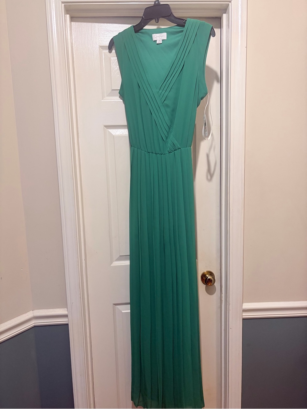 Jessica Simpson Emerald Green Pleated Maxi Dress